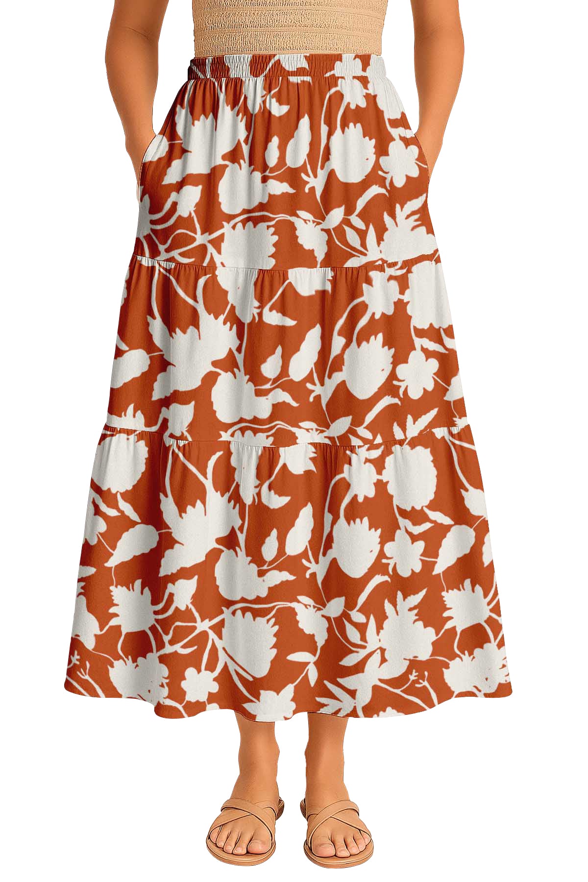 Flowy Tiered Boho Skirt | Women's Maxi Skirt with Pockets Summer & Travel Outfit