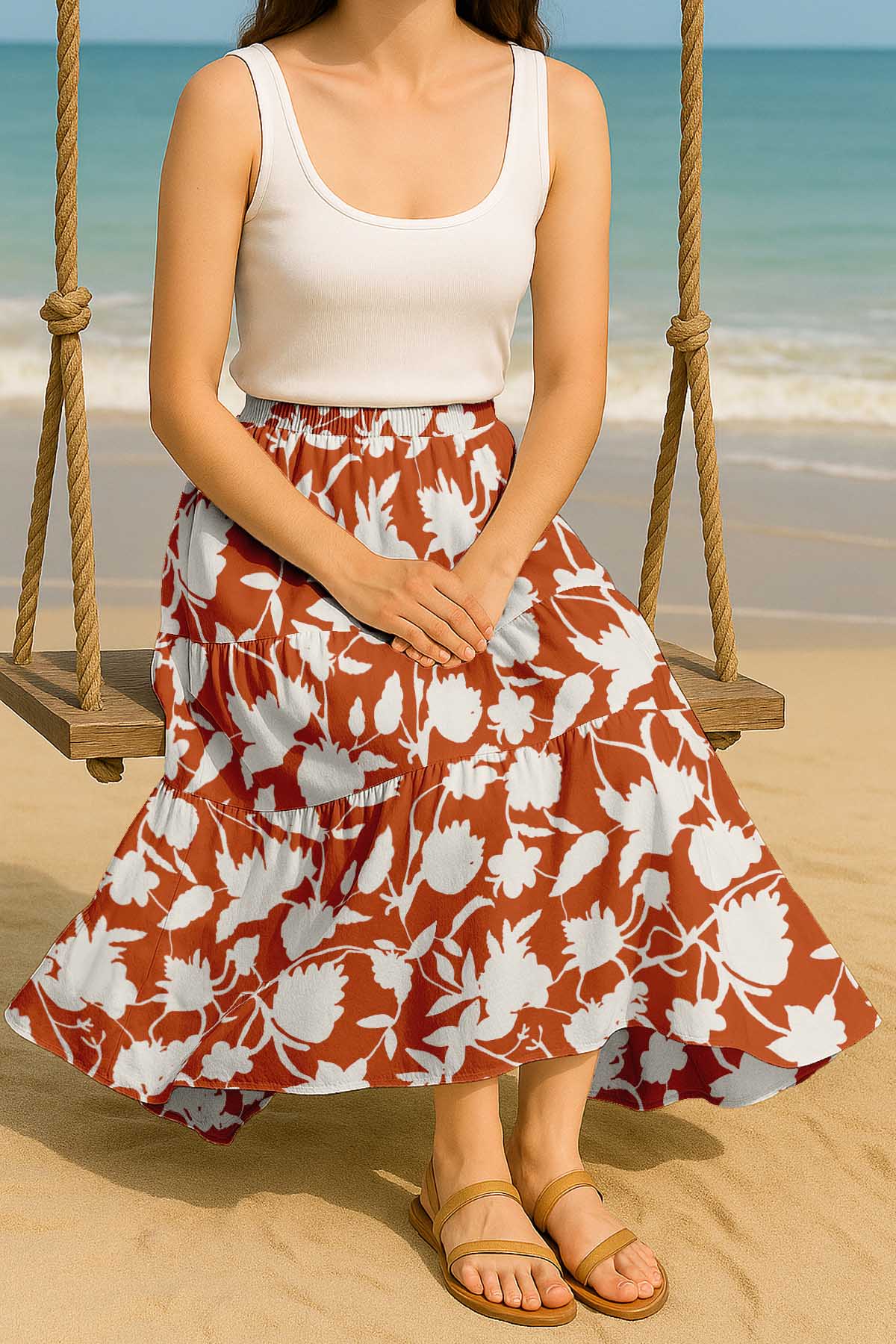 Flowy Tiered Boho Skirt | Women's Maxi Skirt with Pockets Summer & Travel Outfit