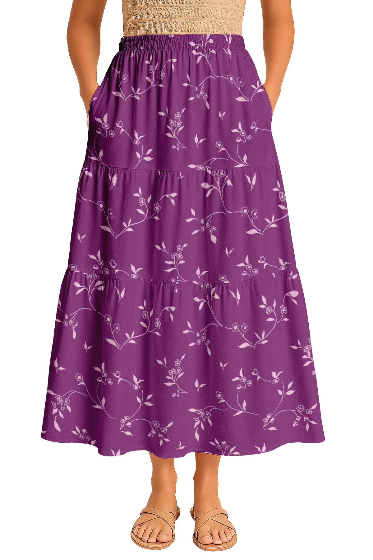 Flowy Tiered Boho Skirt | Women's Maxi Skirt with Pockets Summer & Travel Outfit