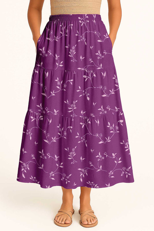 Flowy Tiered Boho Skirt | Women's Maxi Skirt with Pockets Summer & Travel Outfit