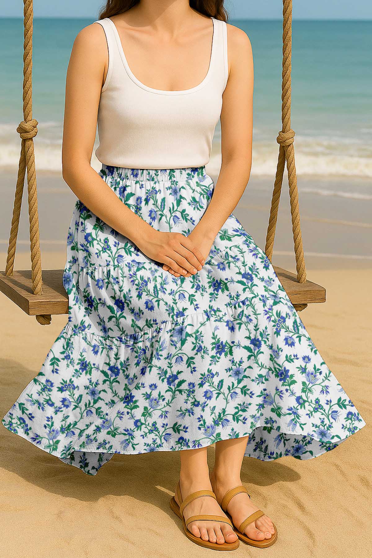 Flowy Tiered Boho Skirt | Women's Maxi Skirt with Pockets Summer & Travel Outfit