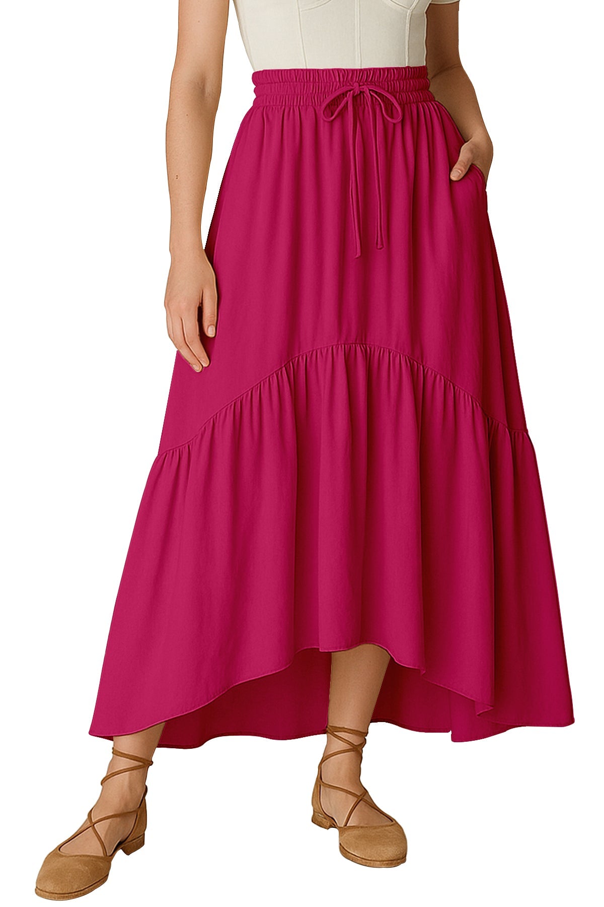 Rayon Renaissance Style Skirt with Elastic Waist & Pockets
