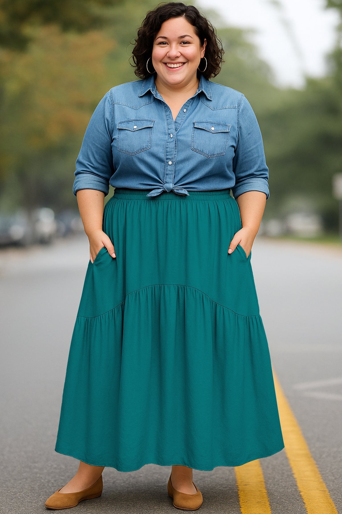Boho Skirt for Women  Rayon Renaissance Style Skirt with Elastic Waist & Pockets