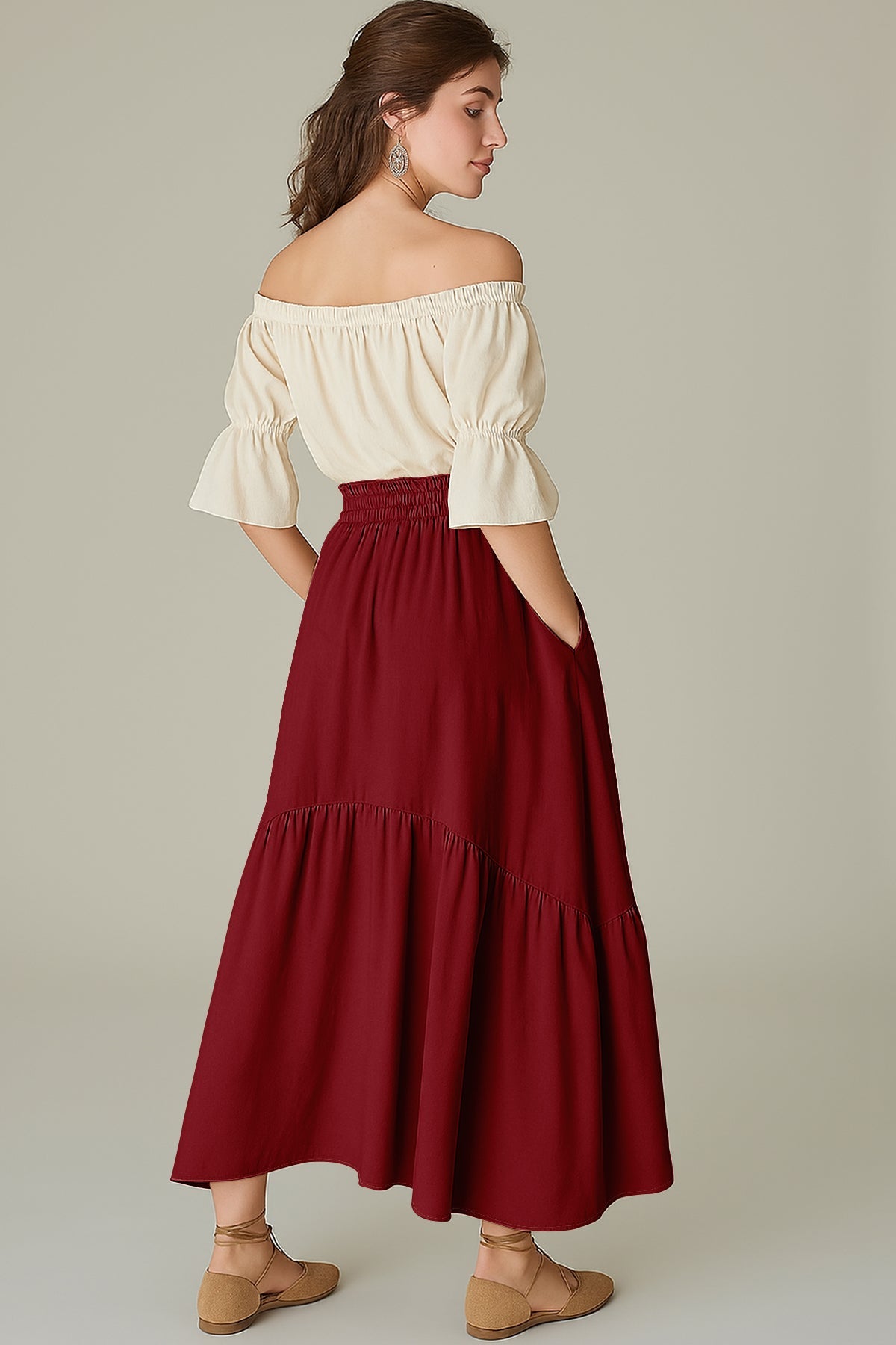 Rayon Renaissance Style Skirt Pockets Casual & Costume Ready