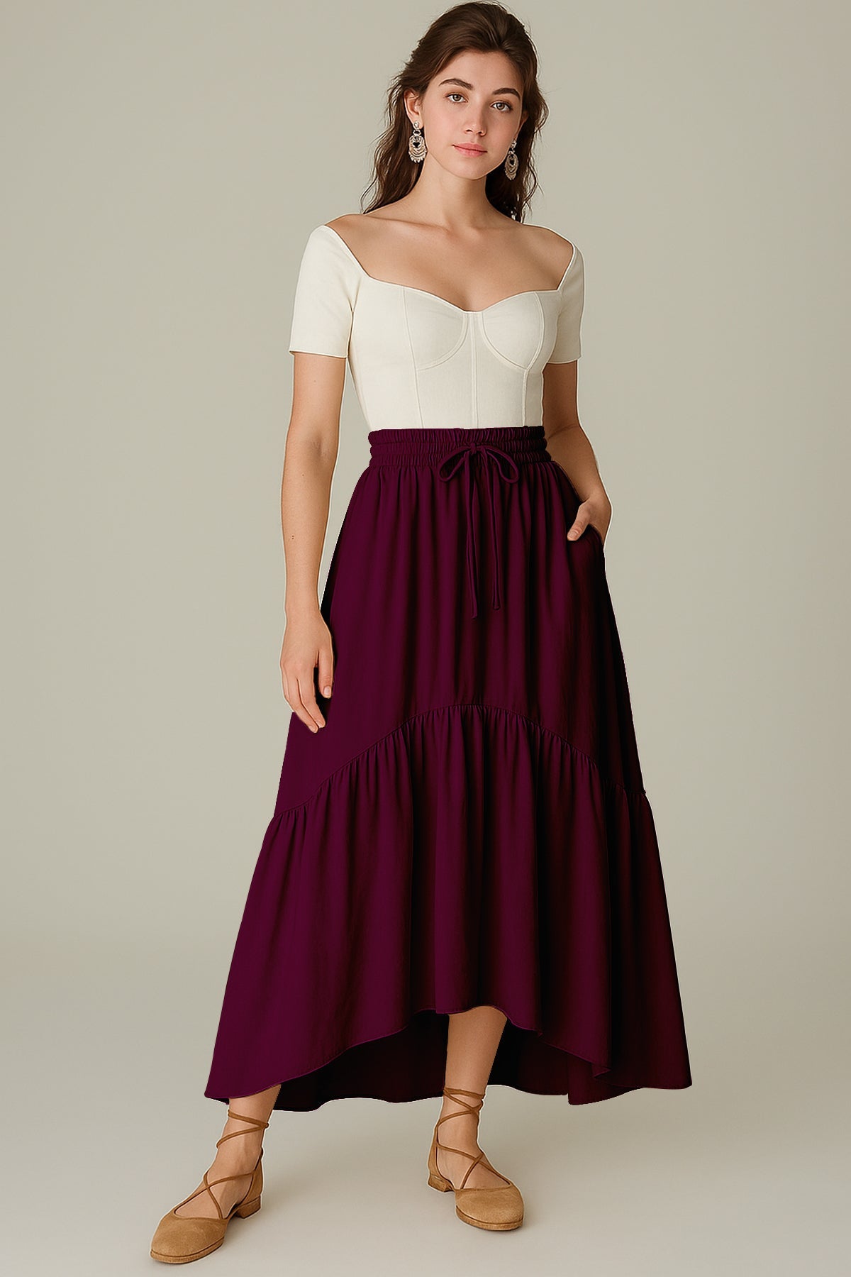 Rayon Renaissance Style Skirt Pockets Casual & Costume Ready