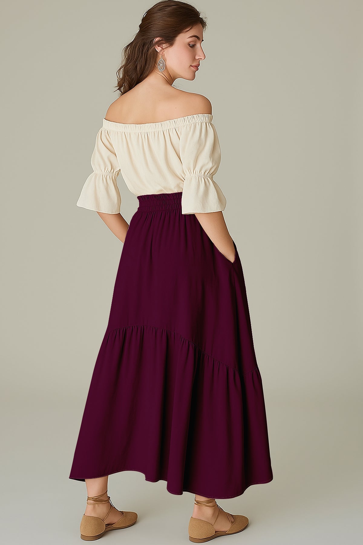 Rayon Renaissance Style Skirt Pockets Casual & Costume Ready