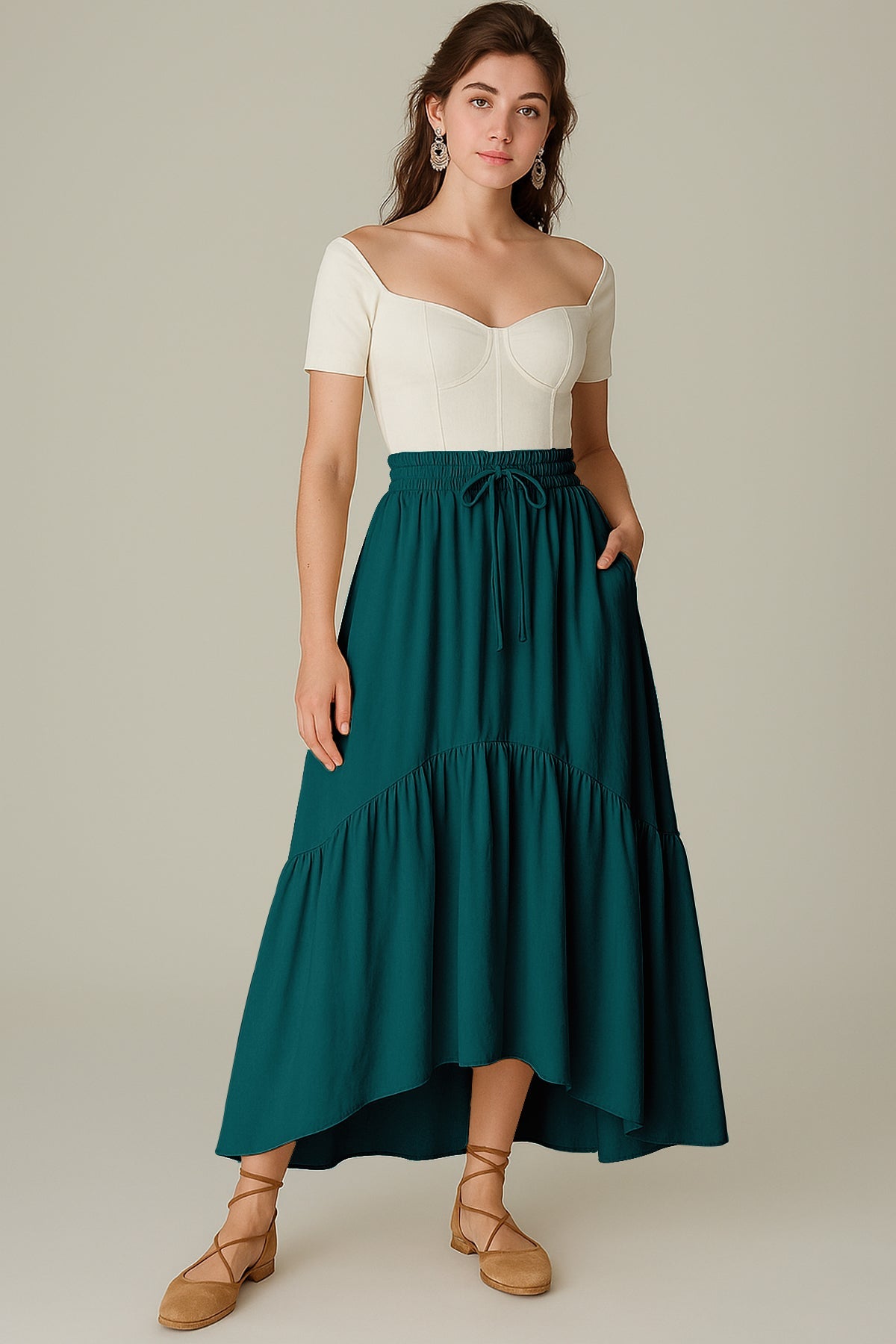 Rayon Renaissance Style Skirt Pockets Casual & Costume Ready