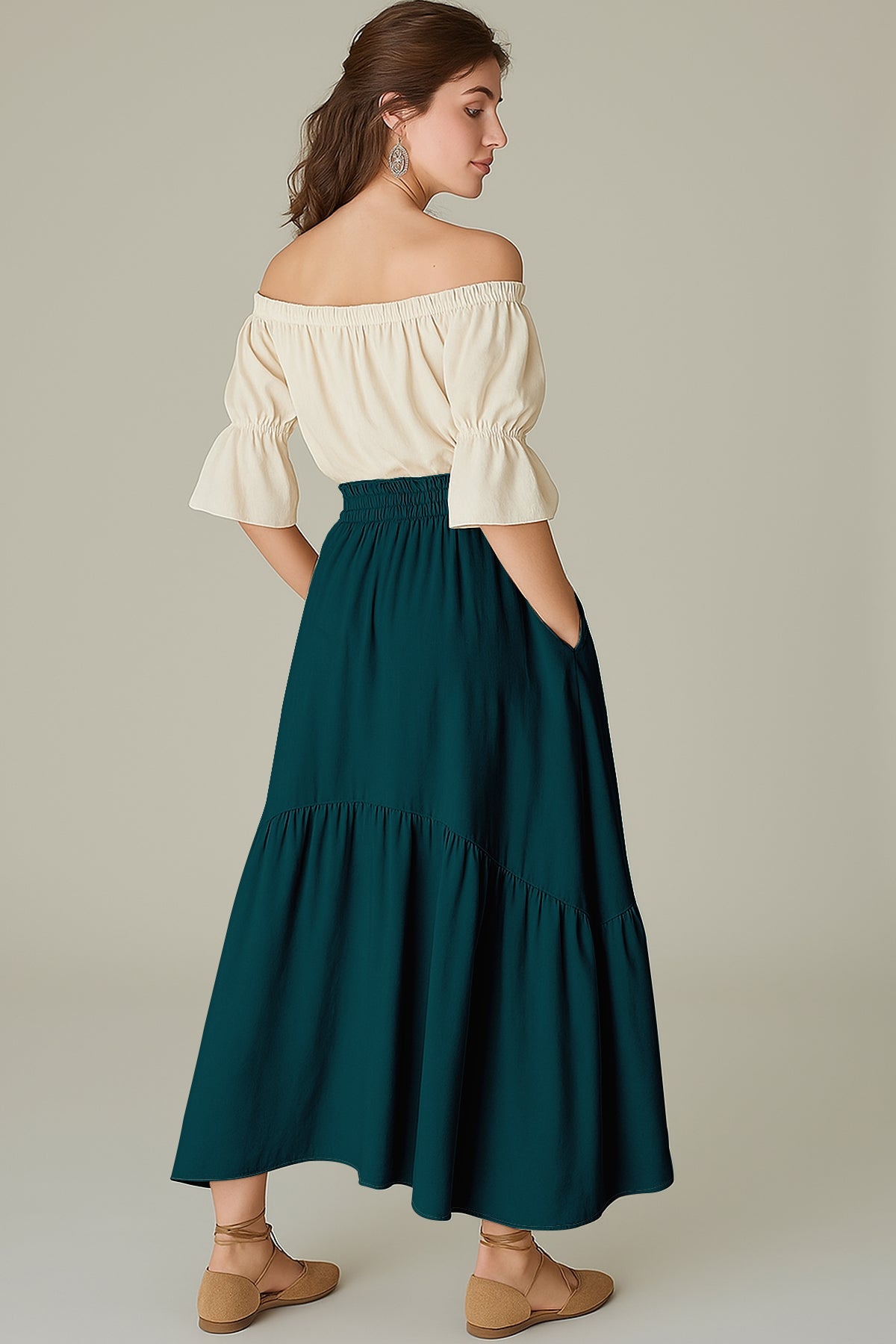 Rayon Renaissance Style Skirt Pockets Casual & Costume Ready