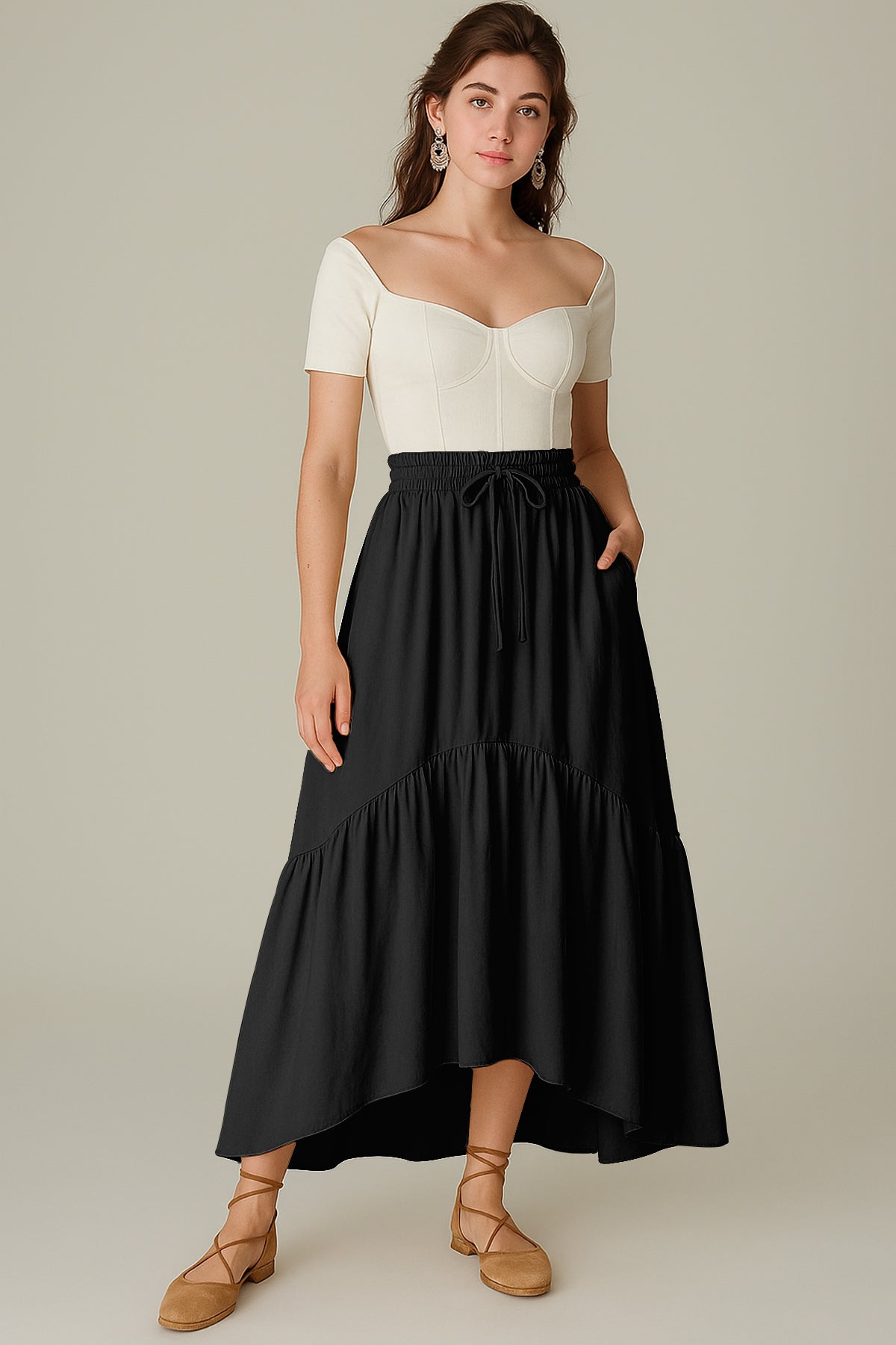 Rayon Renaissance Style Skirt Pockets Casual & Costume Ready