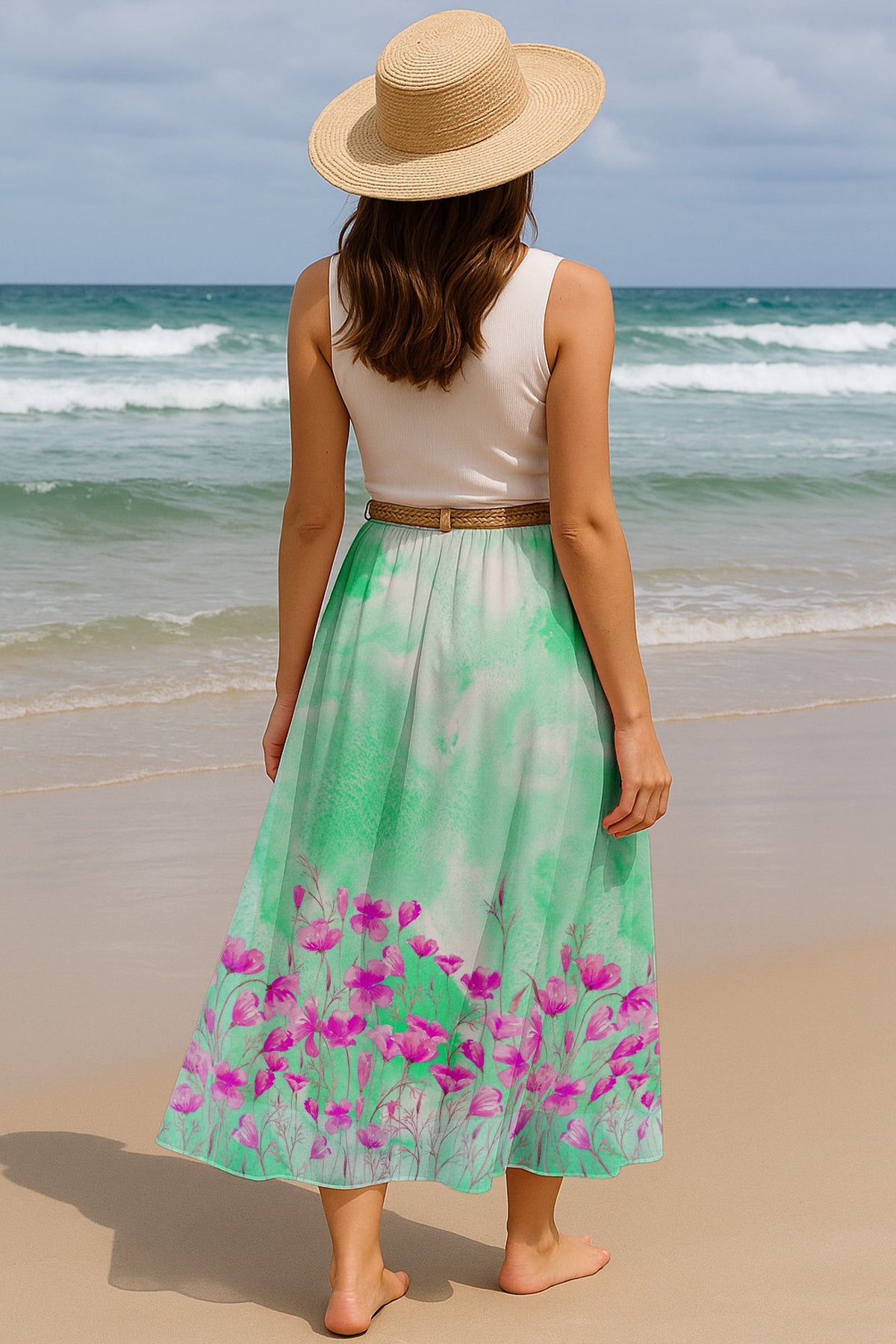 Women's Chiffon Maxi Skirt with Lining - 40" Long