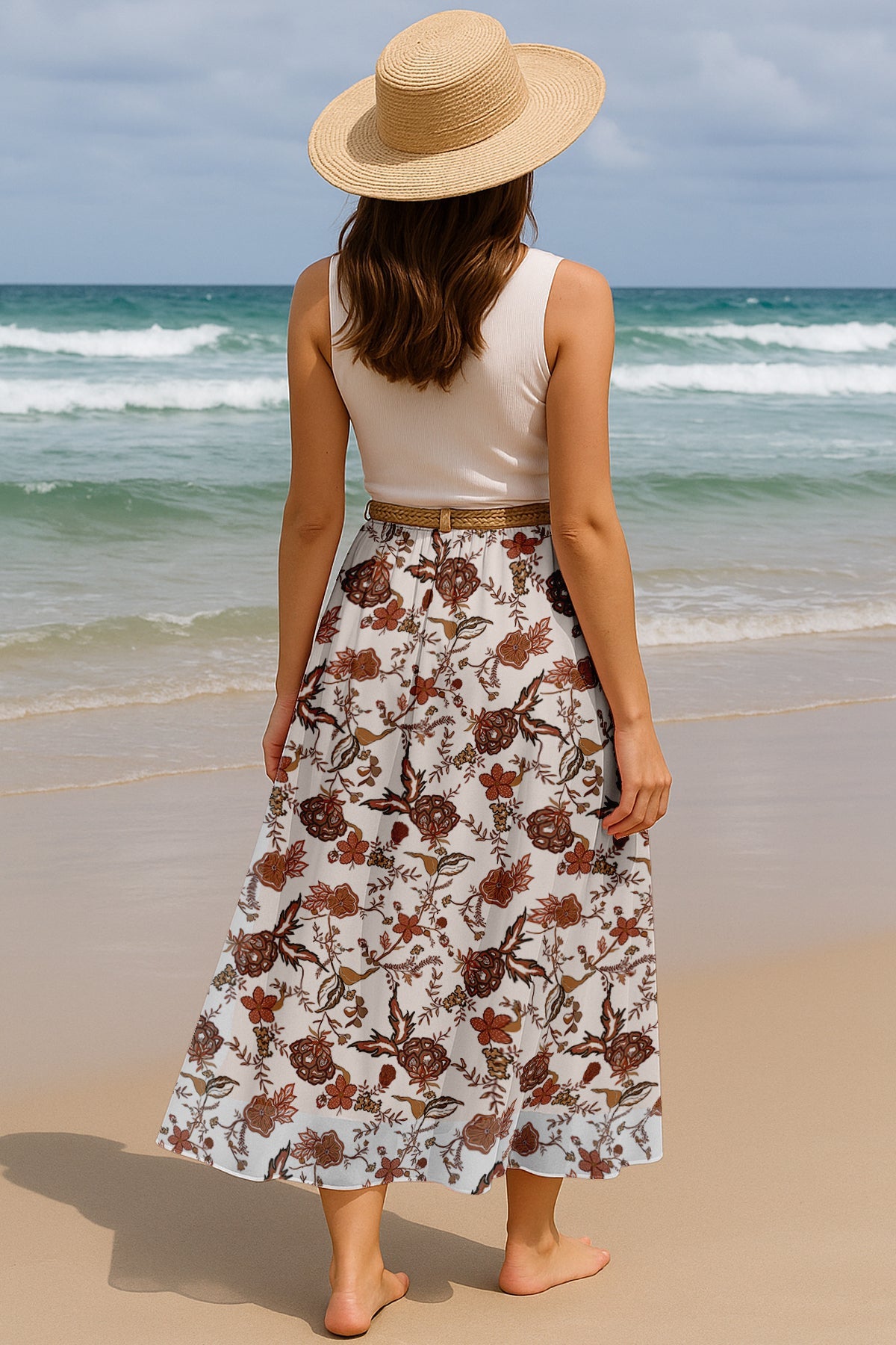 Women's Chiffon Maxi Skirt with Lining - 40" Long