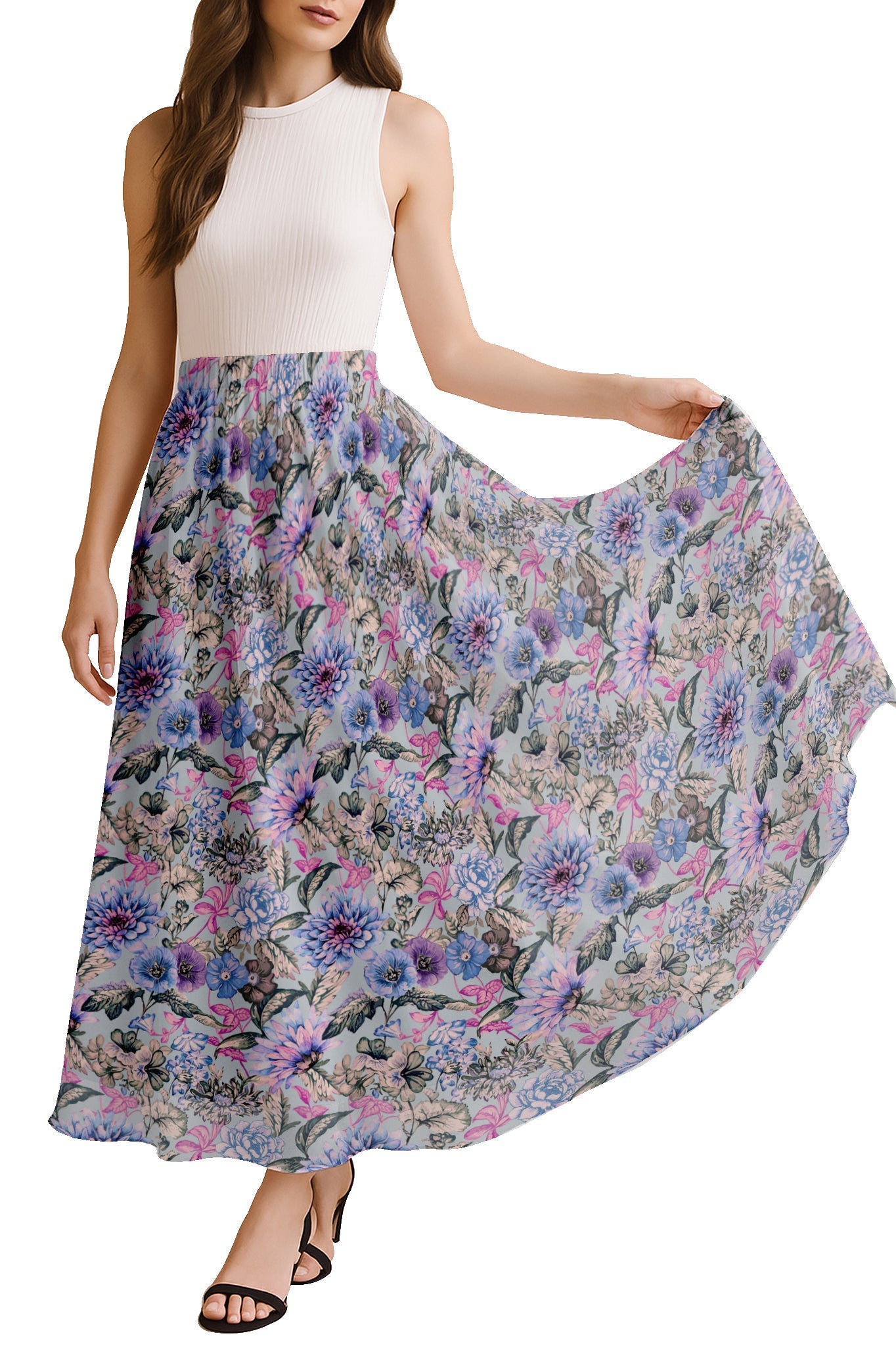 Women's Chiffon Maxi Skirt with Lining - 40" Long