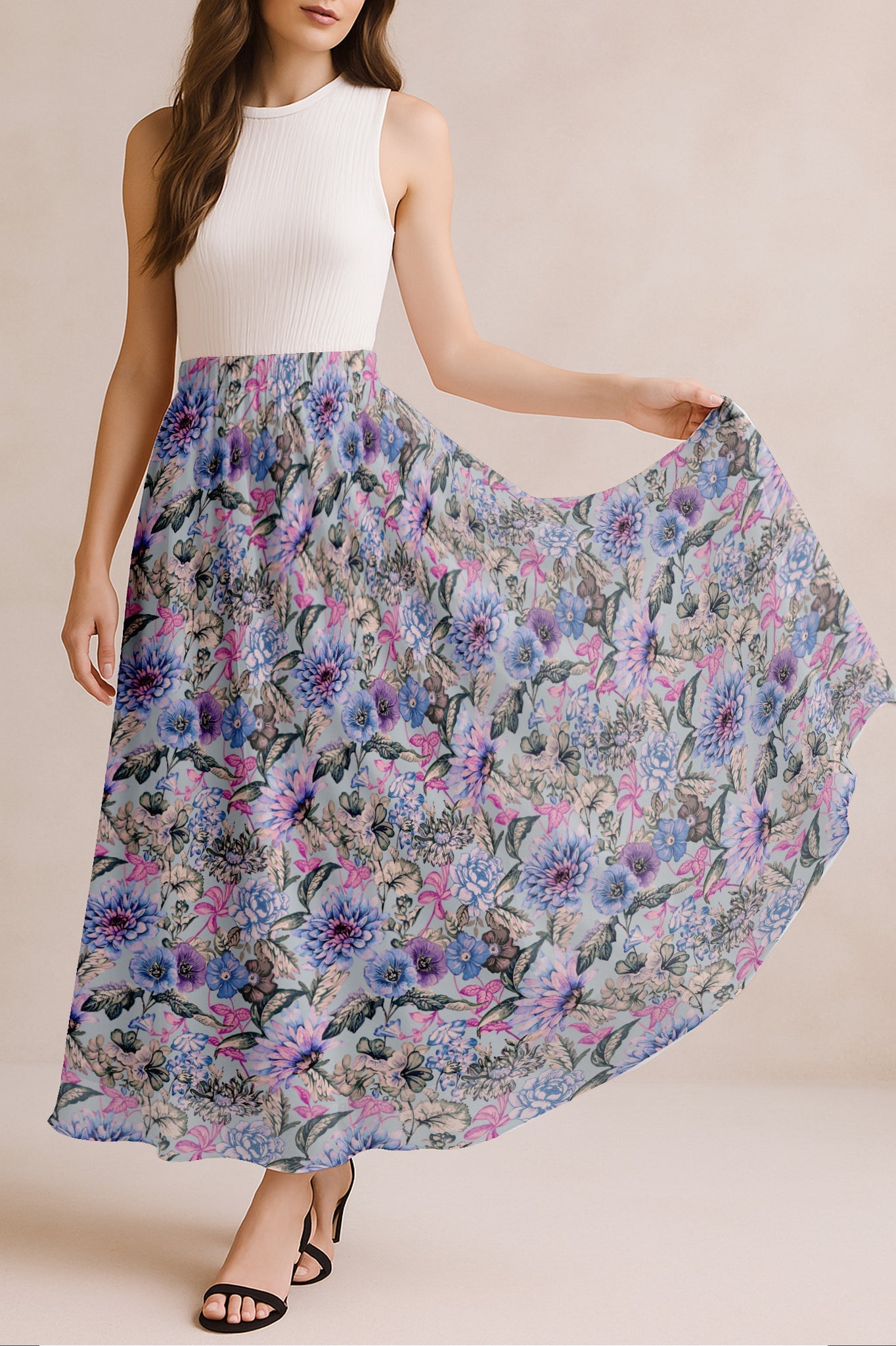 Women's Chiffon Maxi Skirt with Lining - 40" Long