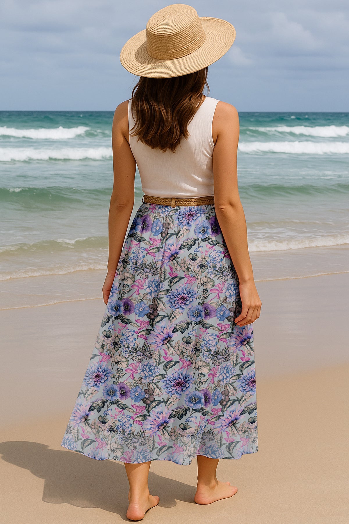 Women's Chiffon Maxi Skirt with Lining - 40" Long