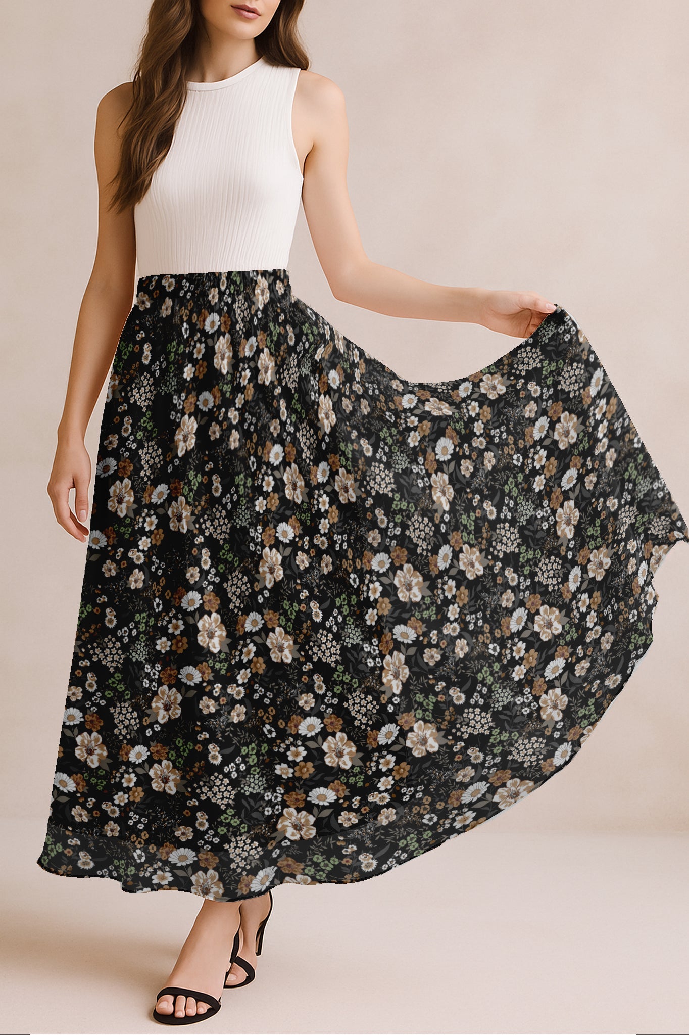 Women's Chiffon Maxi Skirt with Lining - 40" Long