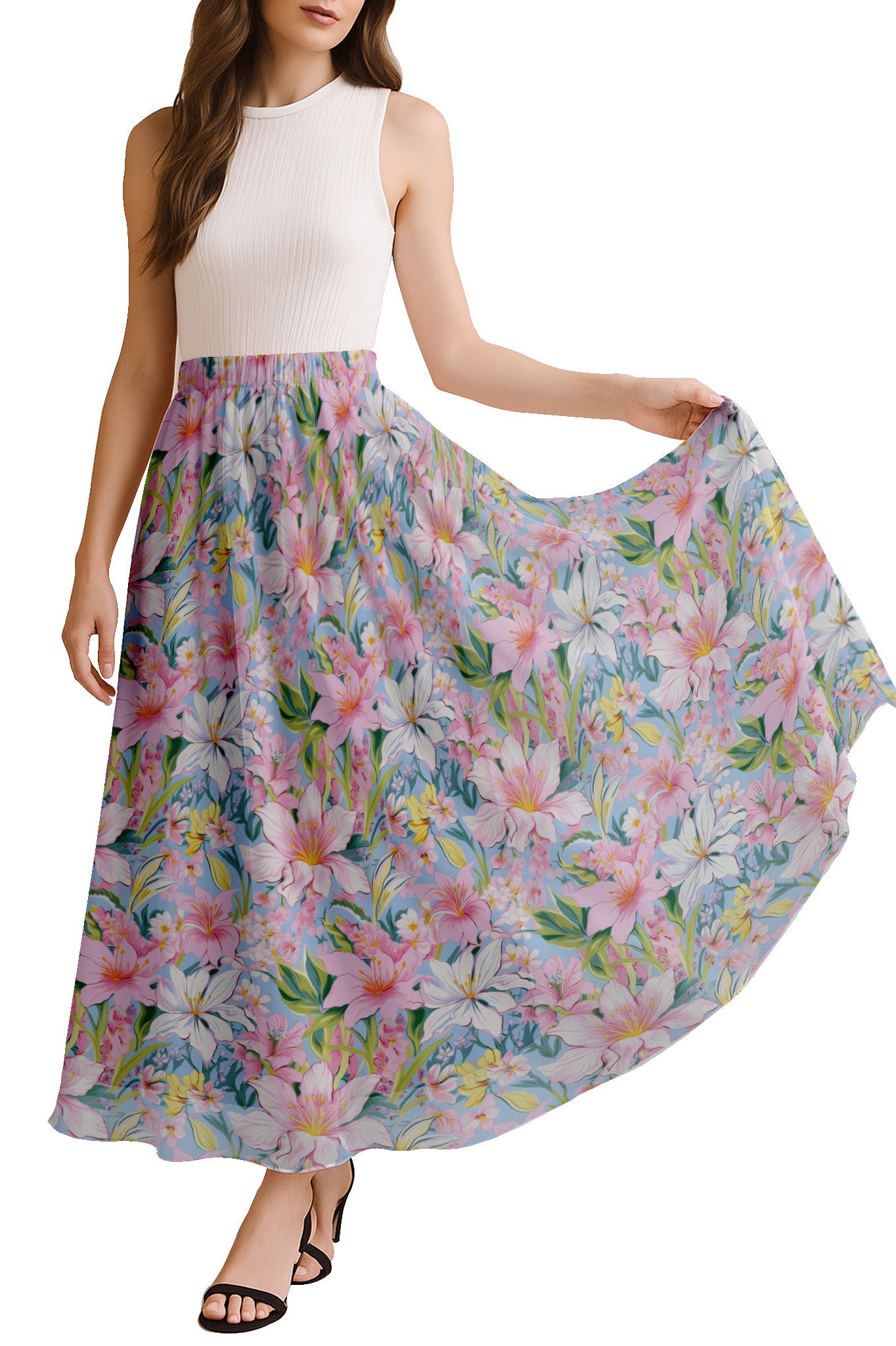 Women's Printed Skirt for Beach, Summer Outfits, High Waist Flowy Skirt