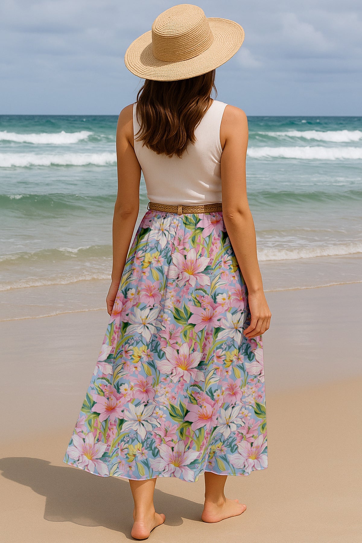 Women's Printed Skirt for Beach, Summer Outfits, High Waist Flowy Skirt