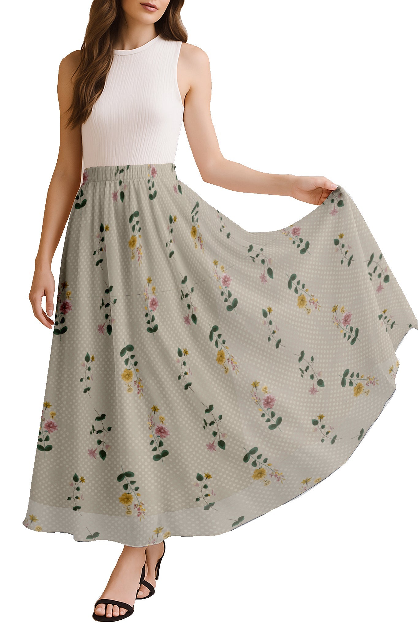 Women's Printed Skirt for Beach, Summer Outfits, High Waist Flowy Skirt