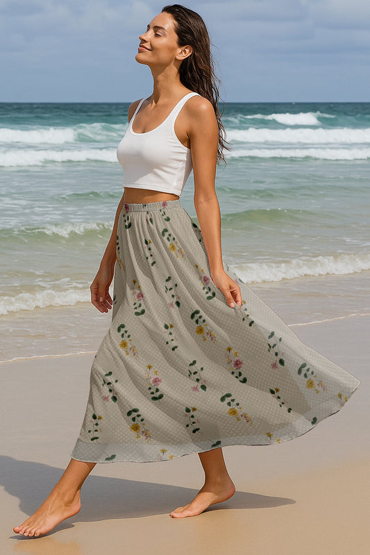 Women's Printed Skirt for Beach, Summer Outfits, High Waist Flowy Skirt