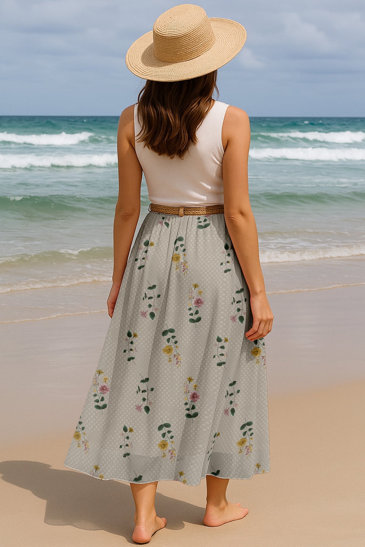 Women's Printed Skirt for Beach, Summer Outfits, High Waist Flowy Skirt