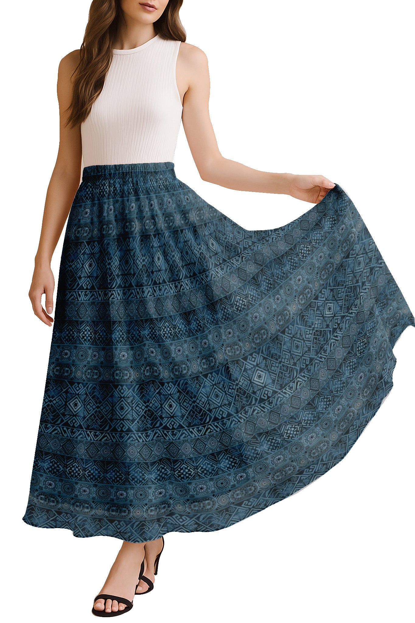 Women's Printed Skirt for Beach, Summer Outfits, High Waist Flowy Skirt
