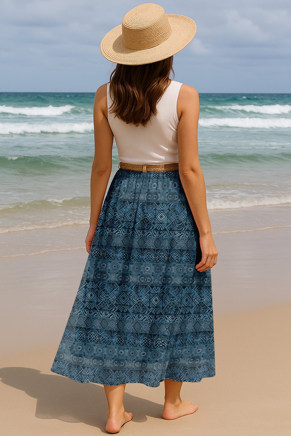 Women's Printed Skirt for Beach, Summer Outfits, High Waist Flowy Skirt