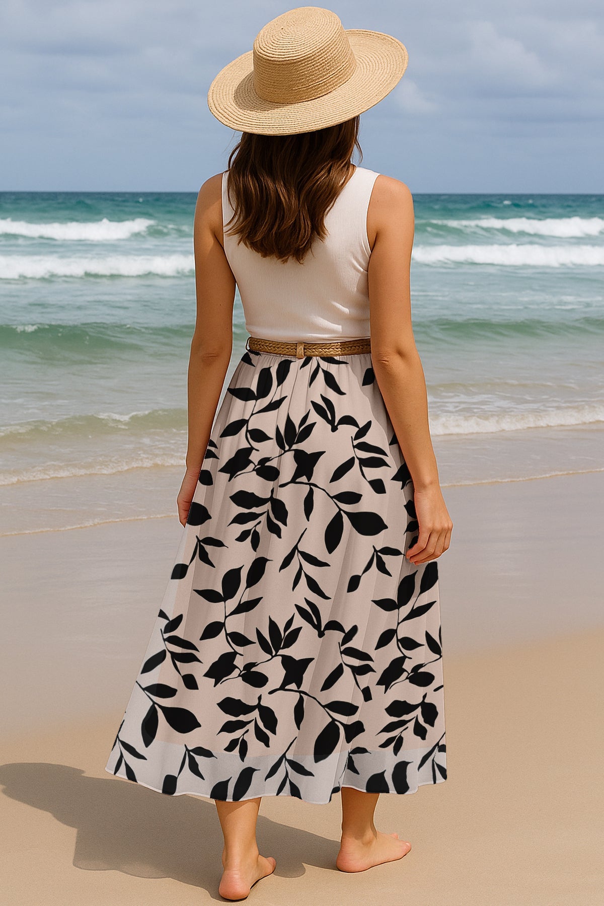 Women's Printed Skirt for Beach, Summer Outfits, High Waist Flowy Skirt
