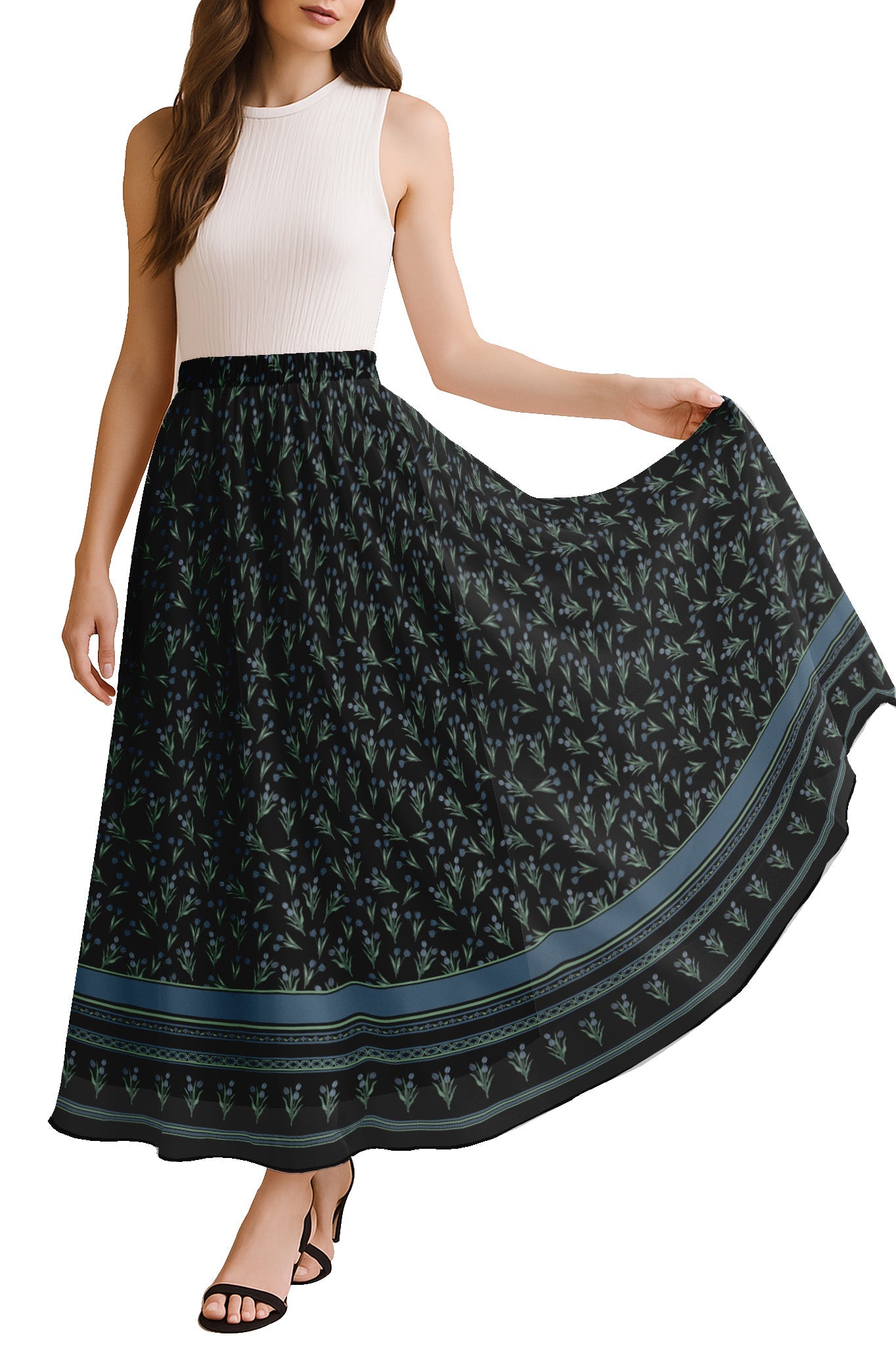 Women's Chiffon Maxi Skirt with Lining - 40" Long