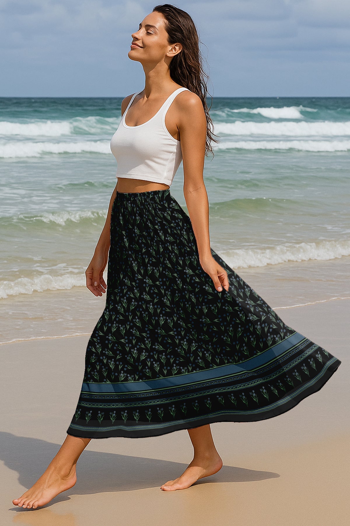 Women's Chiffon Maxi Skirt with Lining - 40" Long