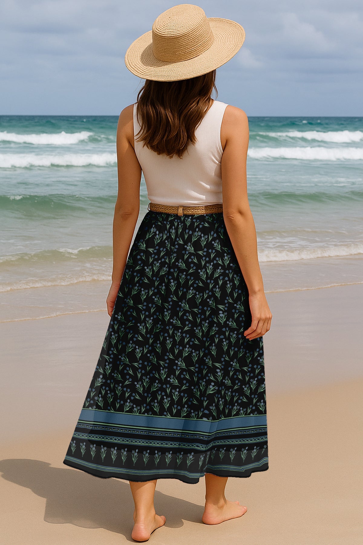 Women's Chiffon Maxi Skirt with Lining - 40" Long