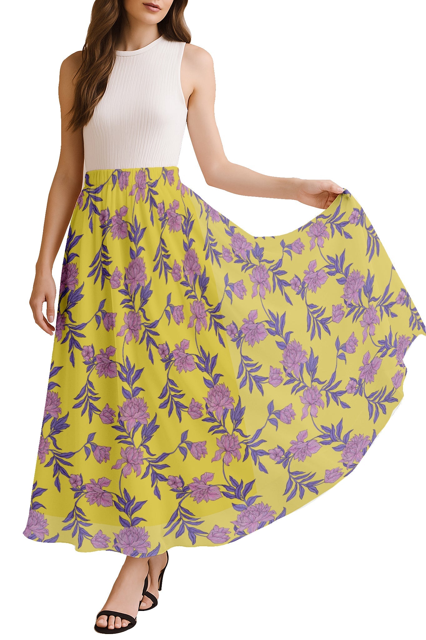 Women's Printed Skirt for Beach, Summer Outfits, High Waist Flowy Skirt