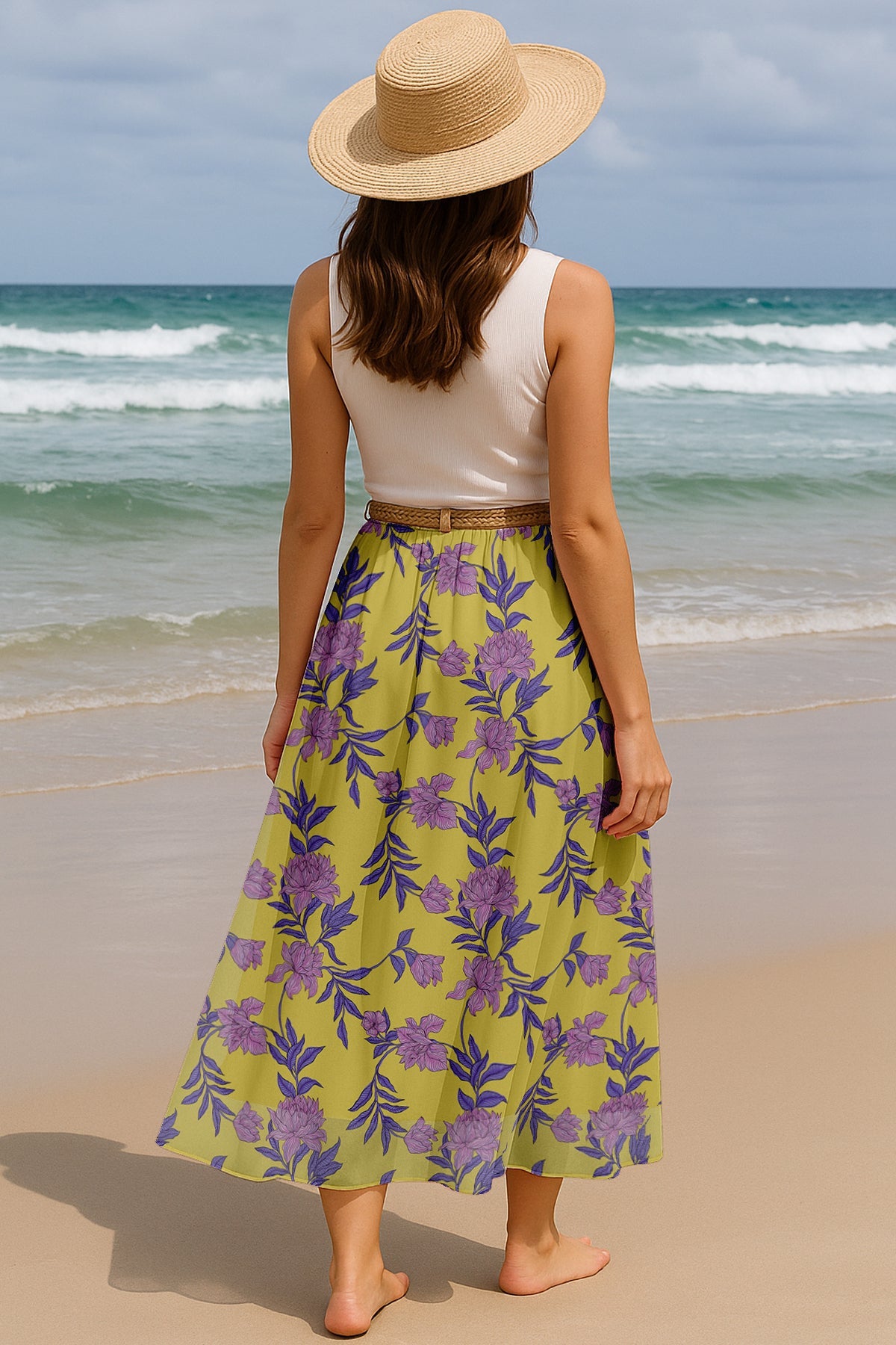 Women's Printed Skirt for Beach, Summer Outfits, High Waist Flowy Skirt