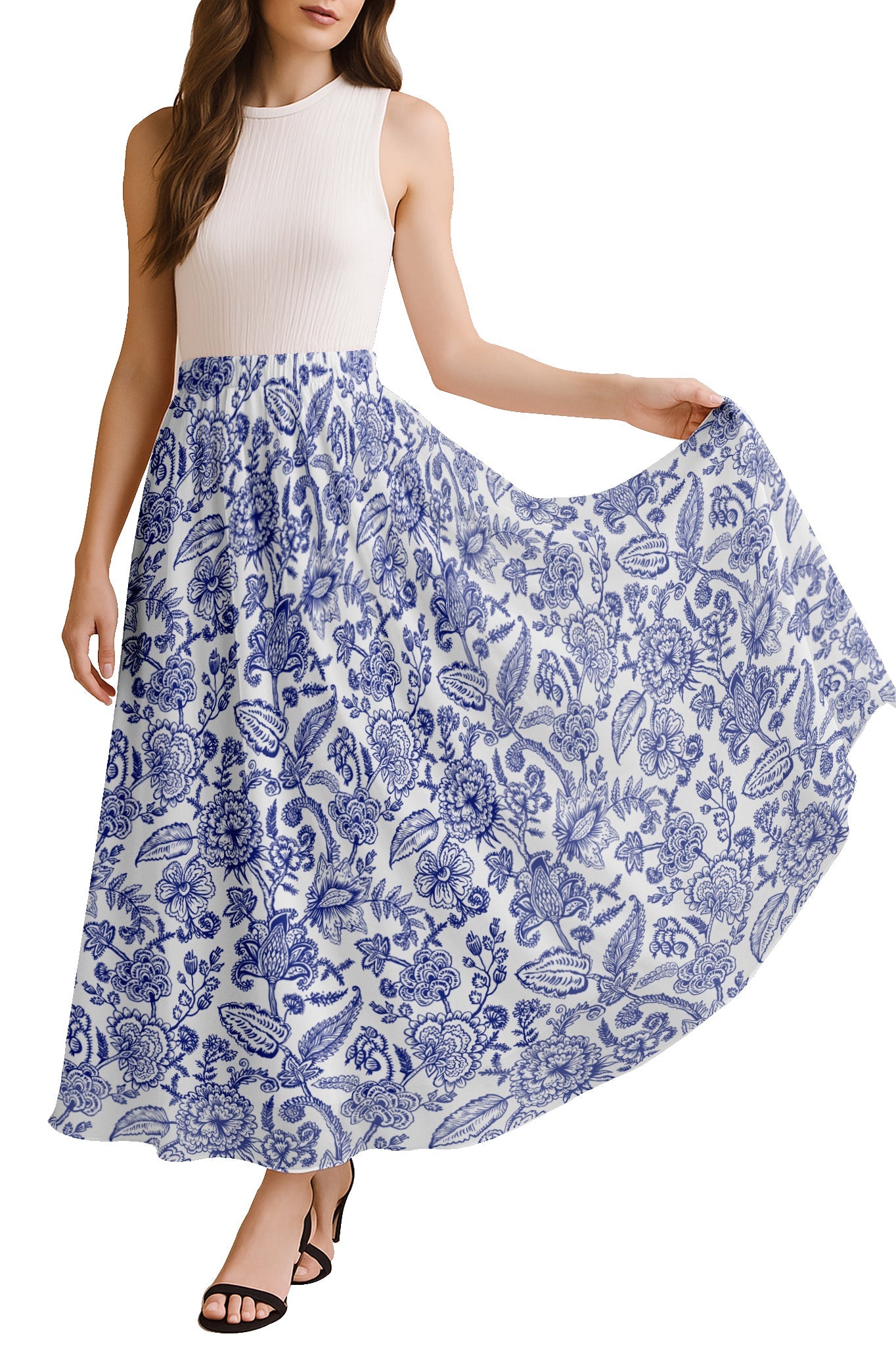 Women's Printed Skirt for Beach, Summer Outfits, High Waist Flowy Skirt