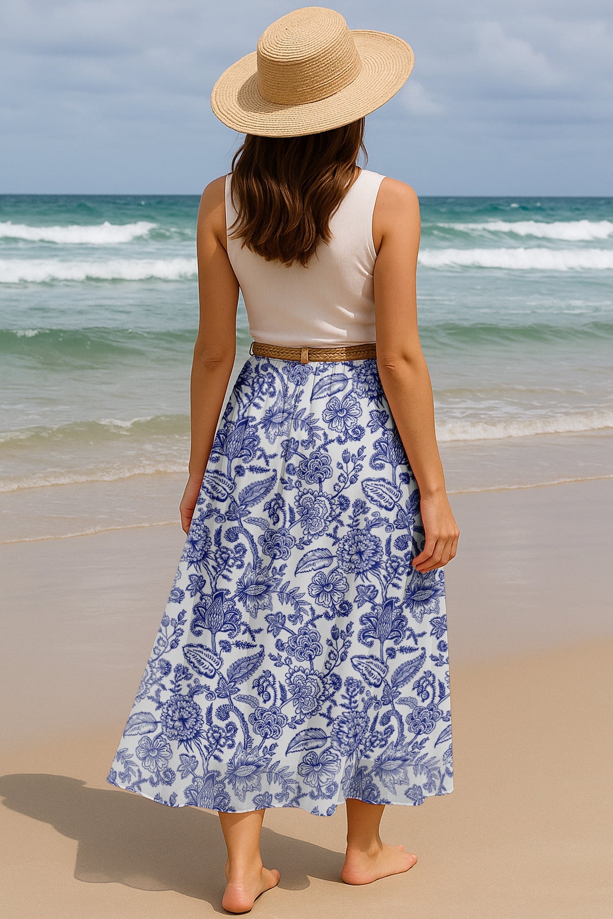 Women's Printed Skirt for Beach, Summer Outfits, High Waist Flowy Skirt