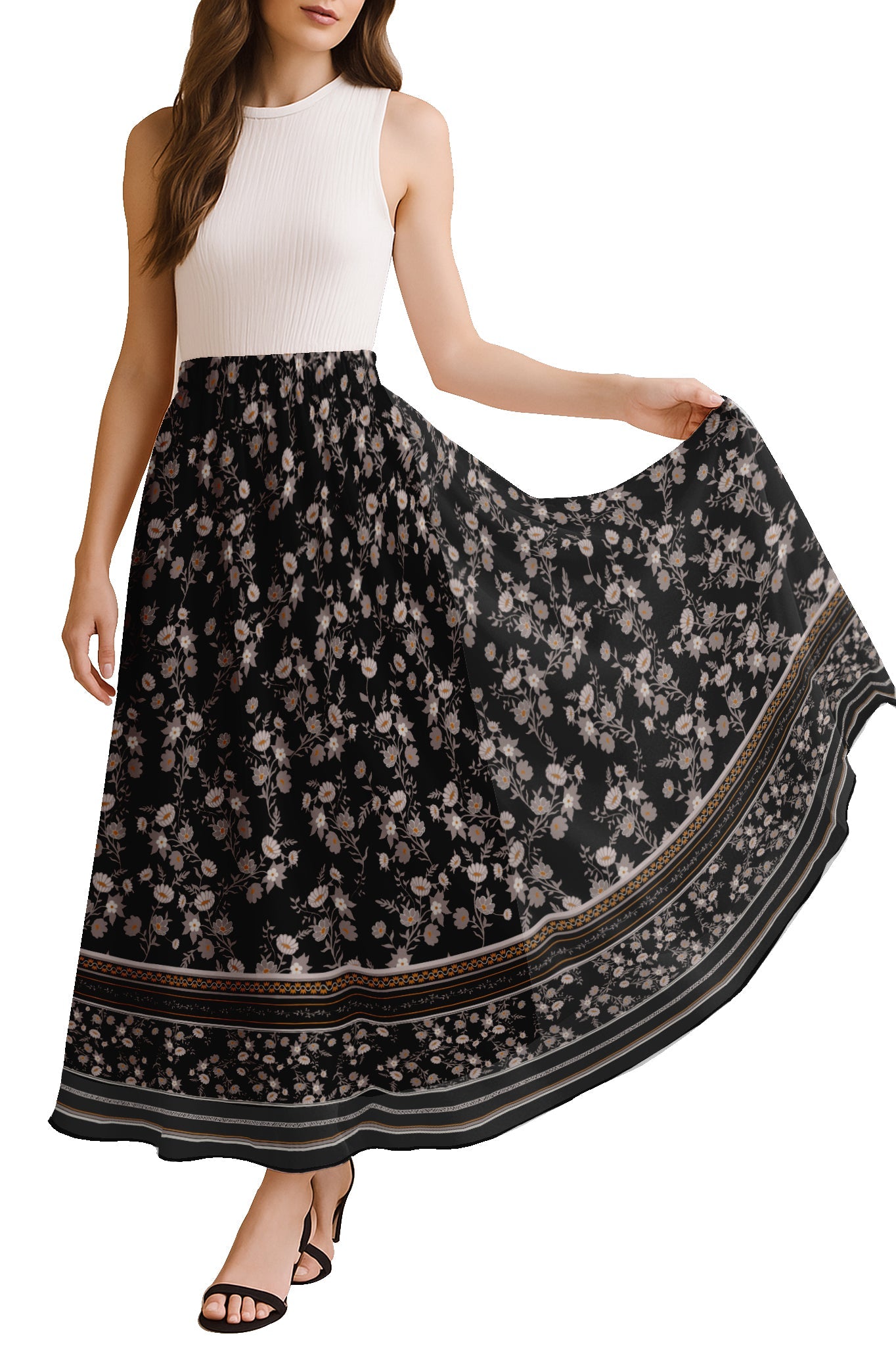 Women's Printed Skirt for Beach, Summer Outfits, High Waist Flowy Skirt