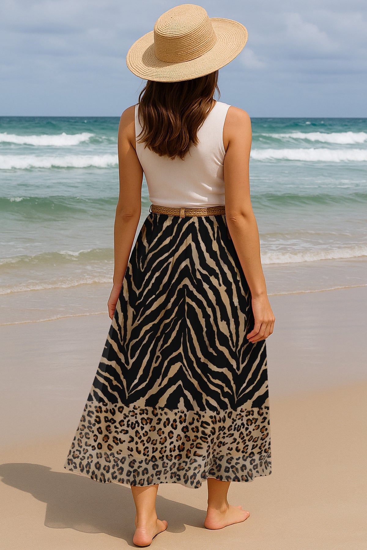 Women's Maxi Skirt with Lining - 40" Summer Outfits, High Waist Flowy Skirt