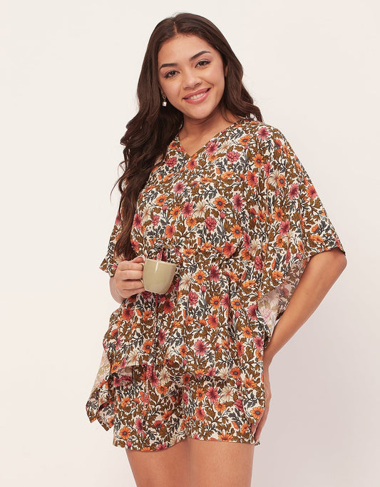 Printed Kaftan Shorts Set