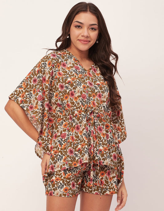 Printed Kaftan Shorts Set