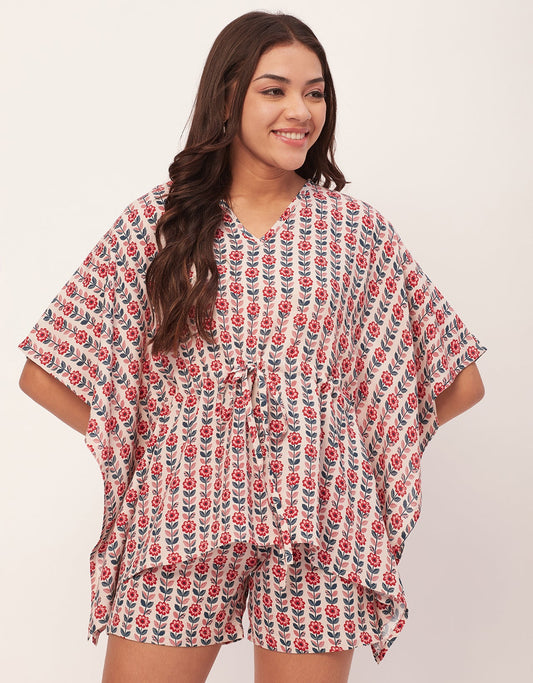 Printed Kaftan Shorts Set