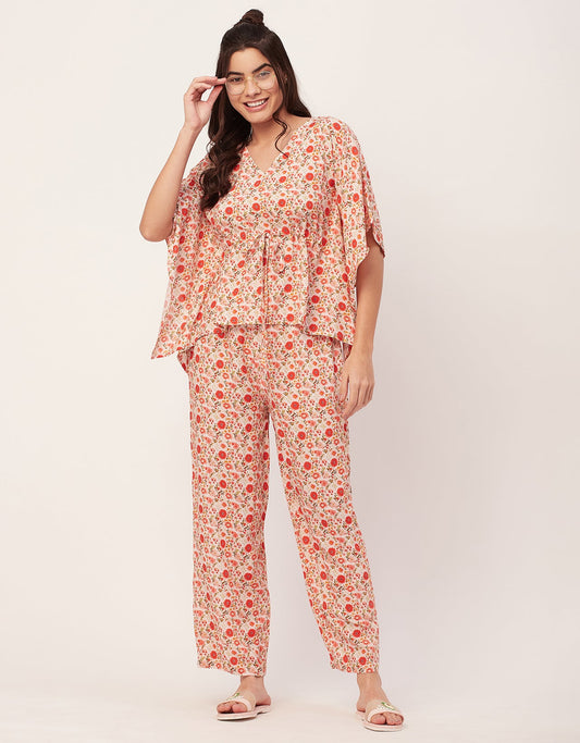 Printed Kaftan Top Set