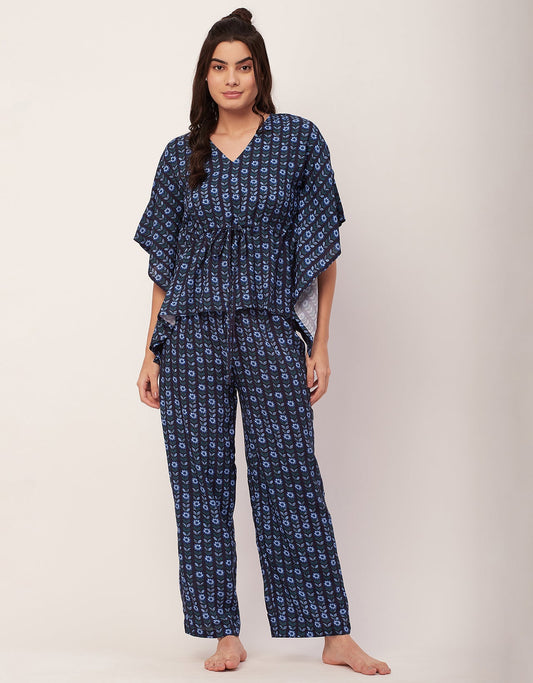 Printed Kaftan Top Night suit Set
