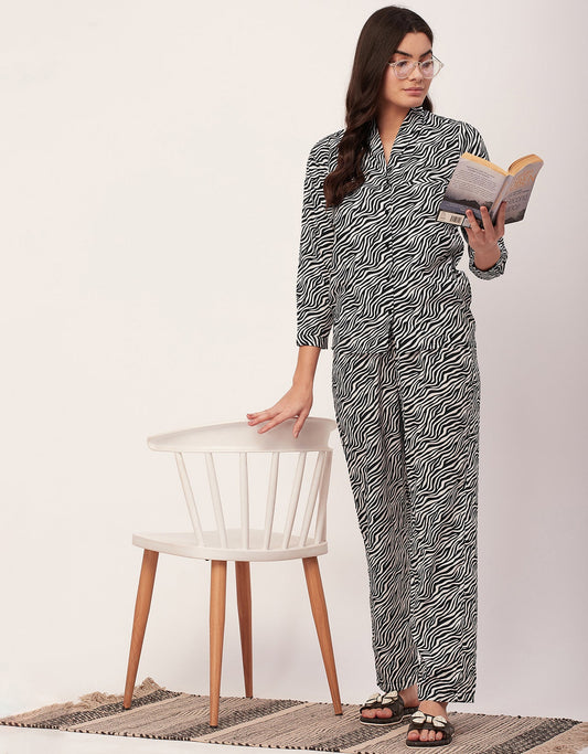 Printed Pajama Shirt Set