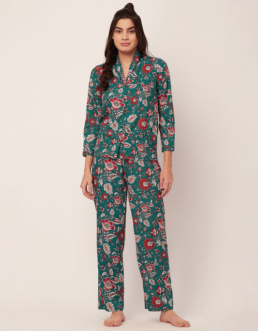 Printed Pajama Shirt Set