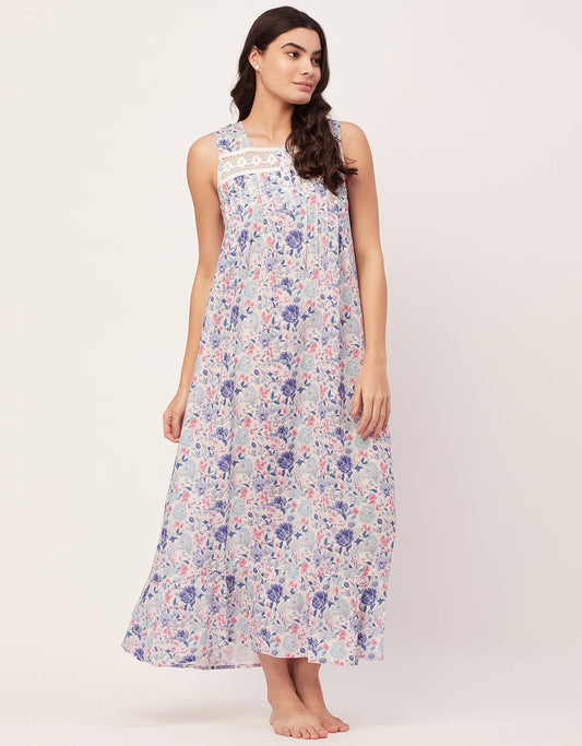 Sleeveless Nightdress, Printed
