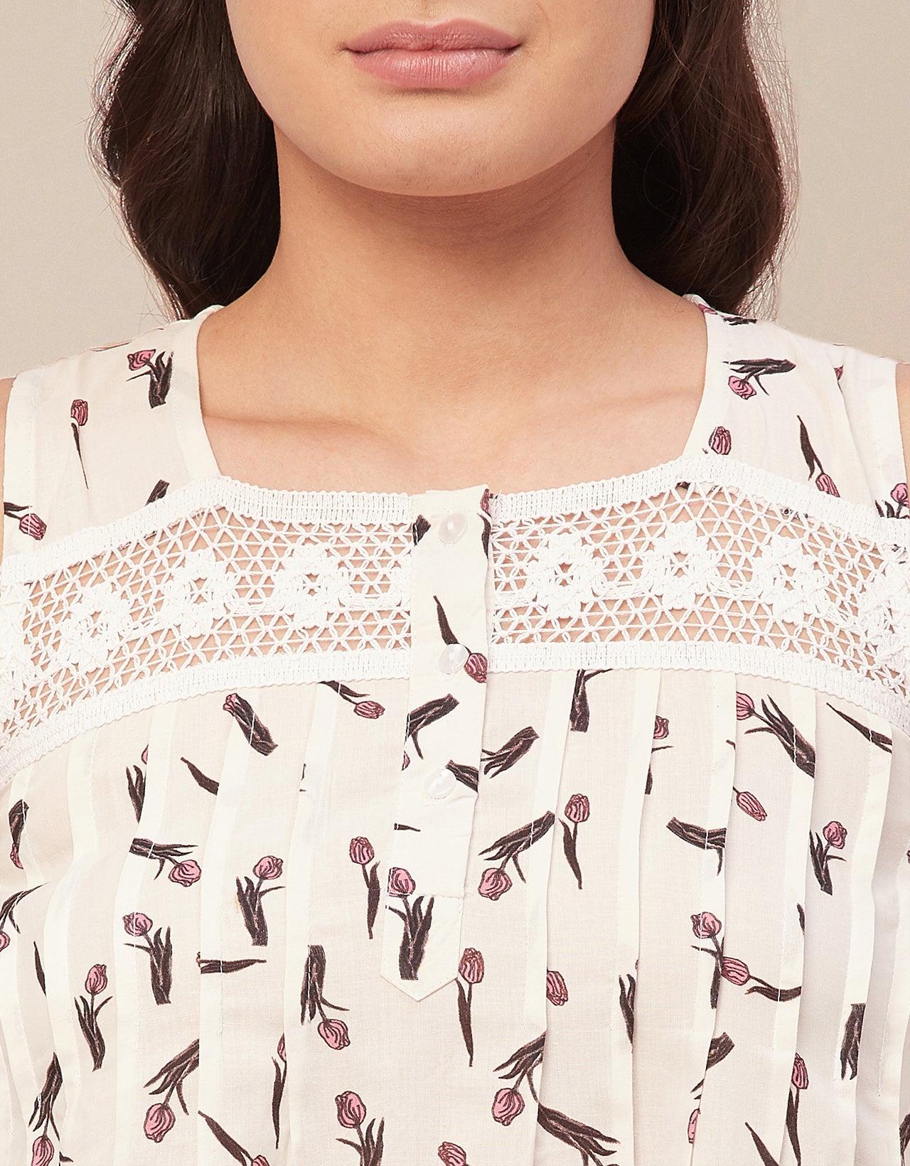 Sleeveless Nightdress, Printed