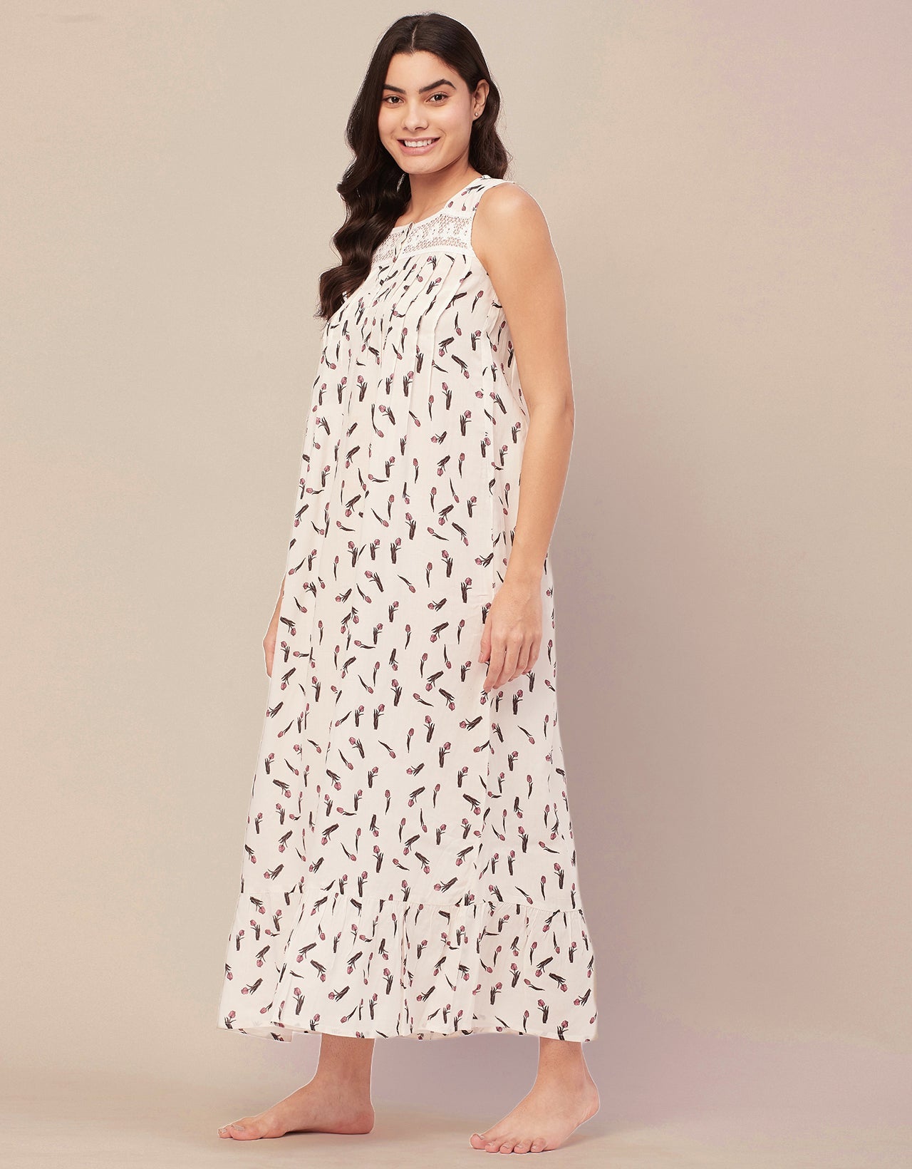 Sleeveless Nightdress, Printed