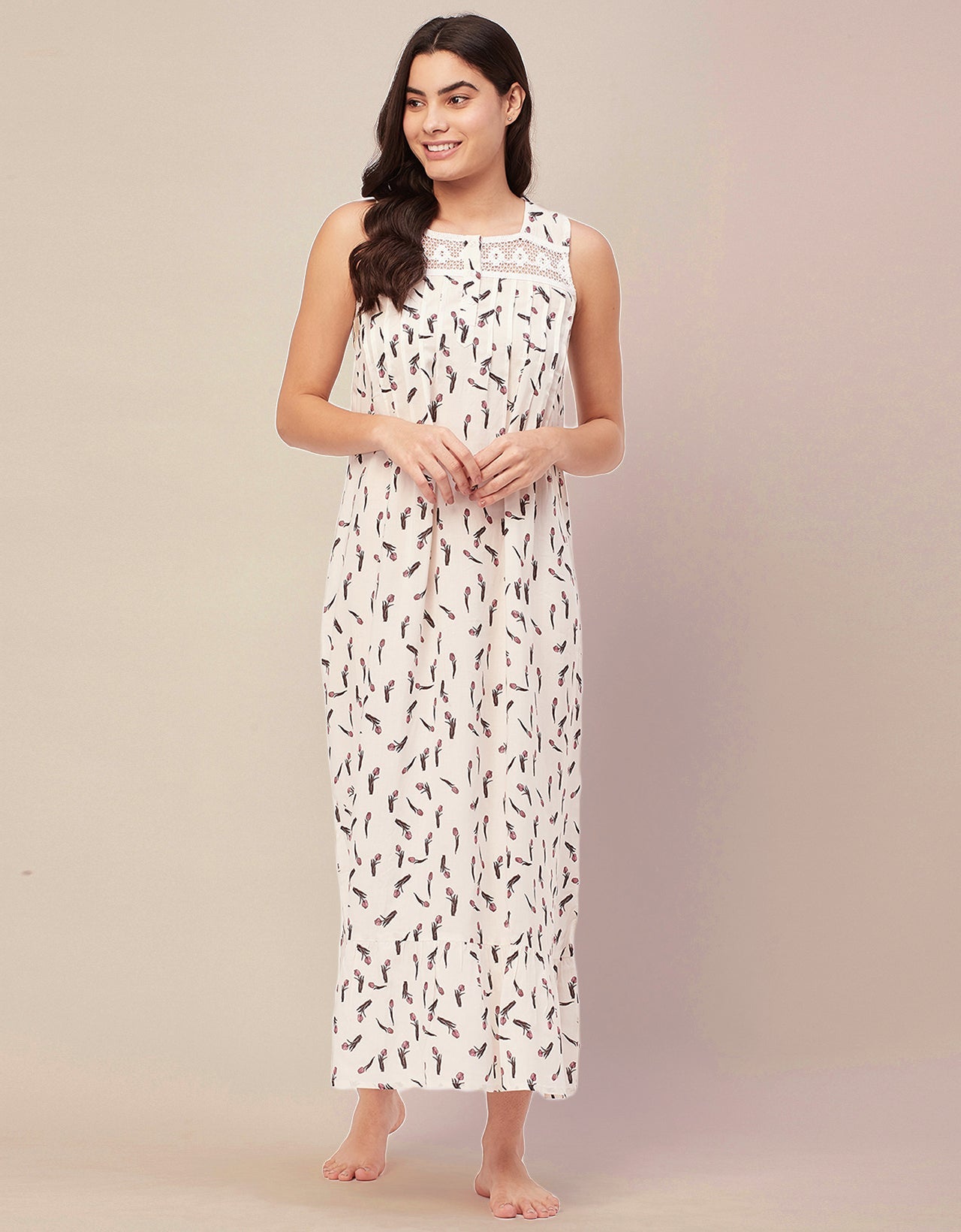 Sleeveless Nightdress, Printed