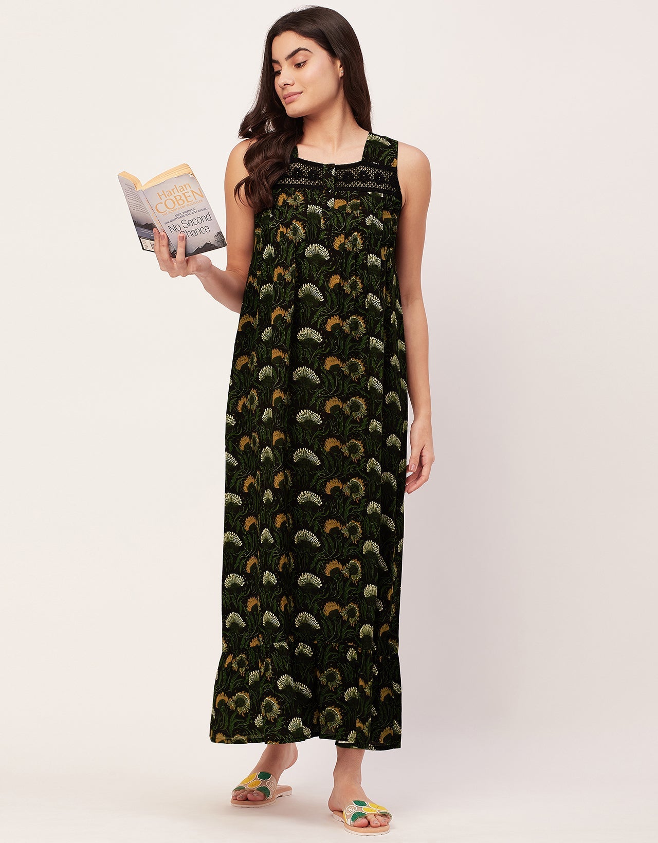 Sleeveless Nightdress, Printed