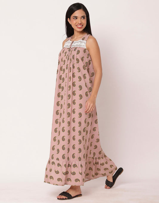 Sleeveless Nightdress, Printed