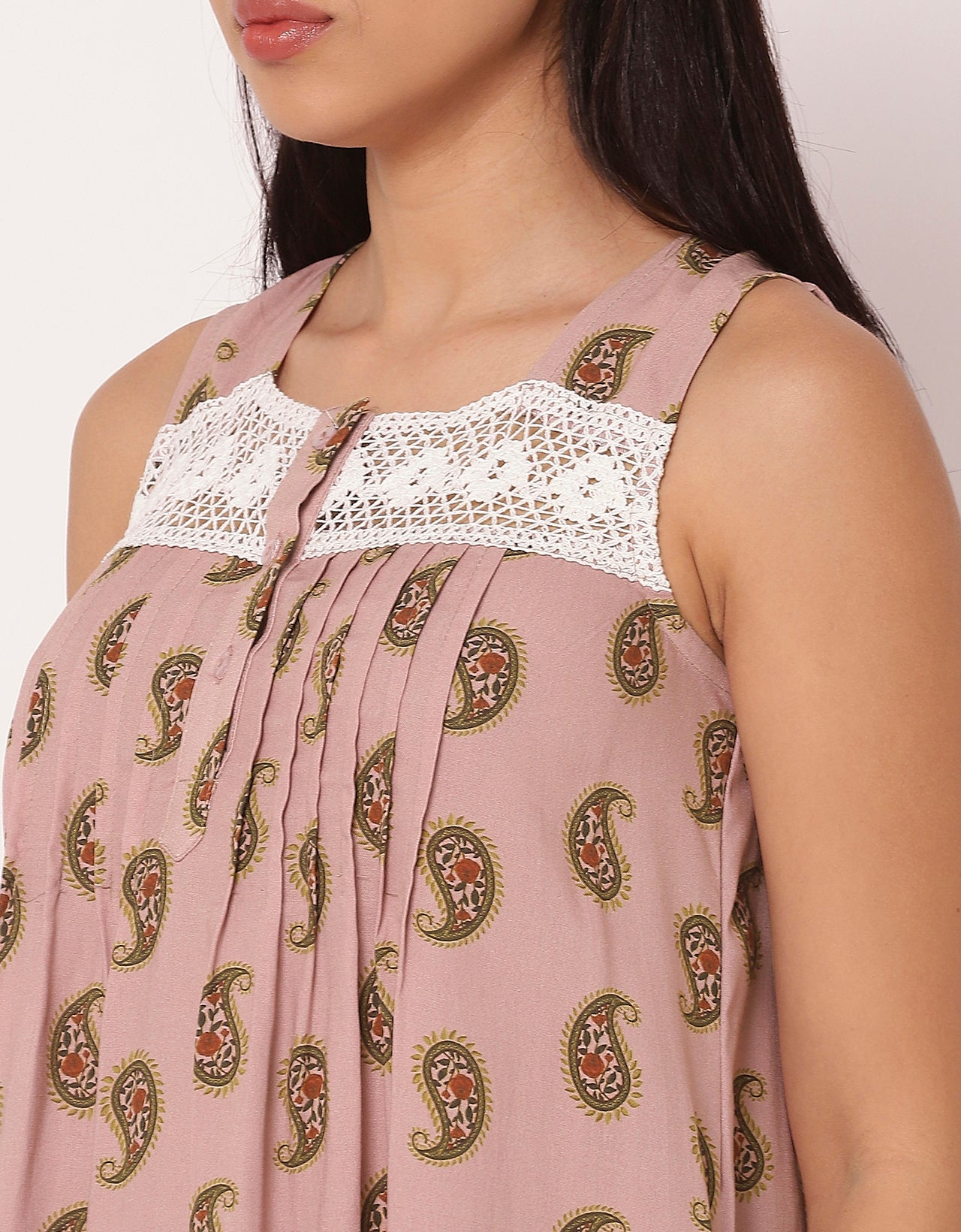 Sleeveless Nightdress, Printed